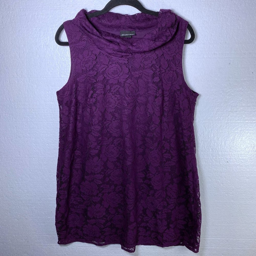 Lane Bryant Women's Size 16 Purple Lace Shift High Cowl Neck Dress Sleeveless